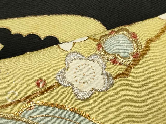 平和屋着物■豪華黒留袖　駒刺繍　流水枝梅松文　金銀彩　正絹　逸品　CAAY3380oy
