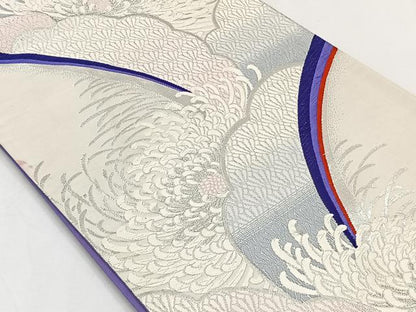 平和屋着物◎六通柄袋帯　乱菊　唐織　銀糸　正絹　逸品　CAAY3857xi