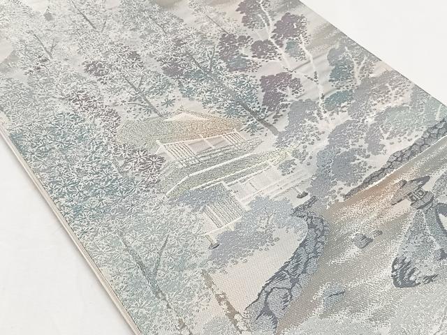 平和屋着物◎六通柄袋帯　風景文　銀糸　正絹　逸品　CAAY3860xi