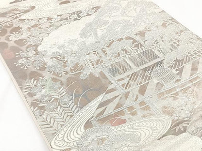 平和屋着物◎六通柄袋帯　古京錦　風景文　二重引箔　正絹　逸品　CAAY3863xi