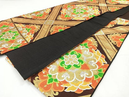 平和屋着物◎六通柄袋帯 天井花文 金銀糸 正絹 逸品 CAAY3864xi