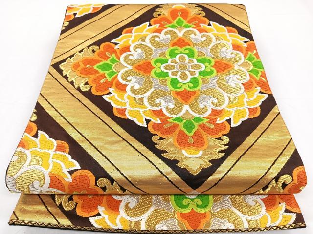 平和屋着物◎六通柄袋帯 天井花文 金銀糸 正絹 逸品 CAAY3864xi