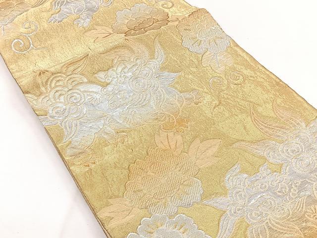 平和屋着物◎六通柄袋帯　唐獅子花文　金銀糸　正絹　逸品　CAAY3867xi