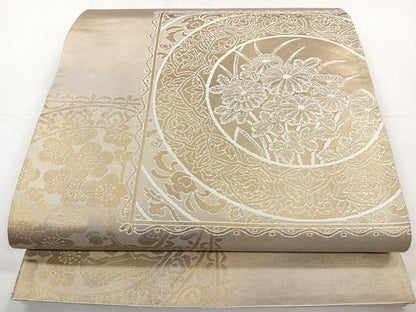 平和屋着物◎六通柄袋帯 花丸文 金糸 正絹 逸品 CAAY3872xi