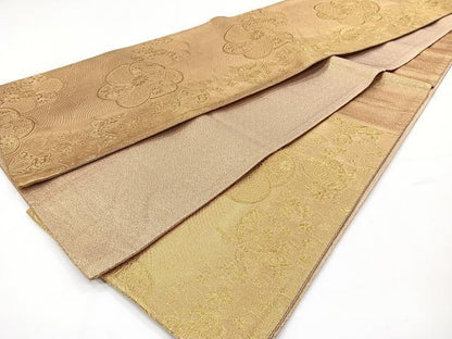 平和屋着物◎六通柄袋帯 舞蝶捻じ梅文 金糸 正絹 逸品 CAAY3875xi