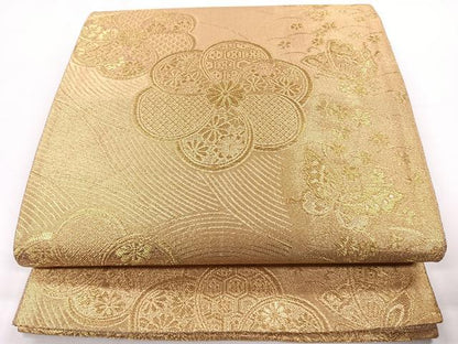 平和屋着物◎六通柄袋帯 舞蝶捻じ梅文 金糸 正絹 逸品 CAAY3875xi