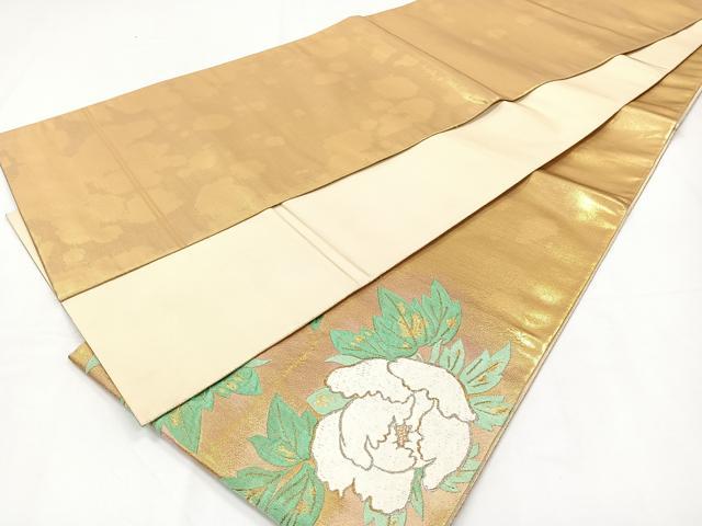 平和屋着物◎太鼓袋帯　唐織　牡丹　金銀糸　正絹　逸品　CAAY3877xi