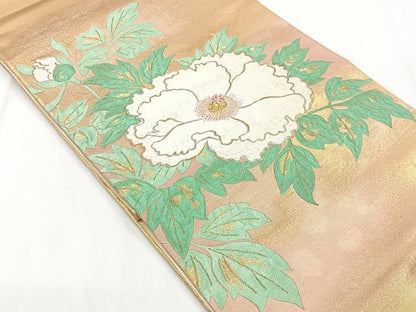 平和屋着物◎太鼓袋帯　唐織　牡丹　金銀糸　正絹　逸品　CAAY3877xi