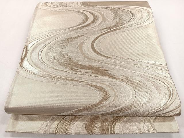 平和屋着物◎六通柄袋帯　唐織　流水文　金糸　正絹　逸品　CAAY3897xi