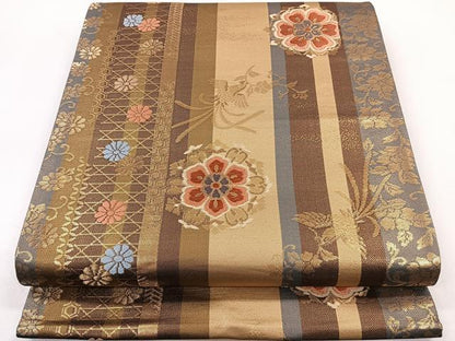 平和屋着物◎六通柄袋帯 唐織 花喰鳥 金糸 正絹 逸品 CAAY3898xi