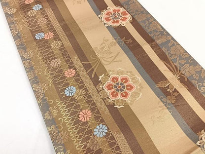 平和屋着物◎六通柄袋帯 唐織 花喰鳥 金糸 正絹 逸品 CAAY3898xi