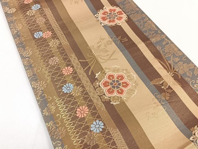 平和屋着物◎六通柄袋帯 唐織 花喰鳥 金糸 正絹 逸品 CAAY3898xi