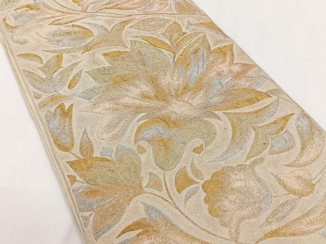 平和屋着物◎六通柄　本袋帯　更紗花文　金銀糸　正絹　逸品　CAAY3900xi