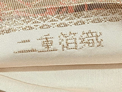 平和屋着物◎羽鳥織物　六通柄袋帯　こはく錦　花絵皿文　二重箔織　正絹　逸品　CAAY3905xi