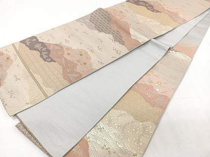 平和屋着物◎六通柄袋帯 道長花文 金銀糸 正絹 逸品 CAAY3940xi