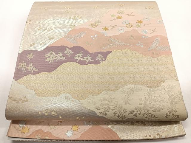 平和屋着物◎六通柄袋帯 道長花文 金銀糸 正絹 逸品 CAAY3940xi