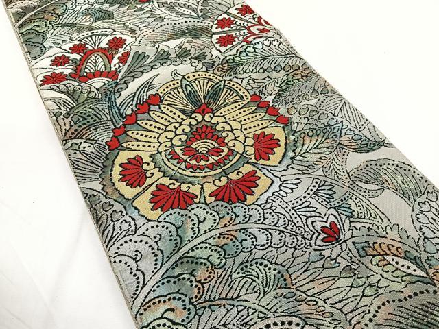 平和屋着物◎六通柄袋帯　更紗花文　金銀糸　正絹　逸品　CAAY3975xi