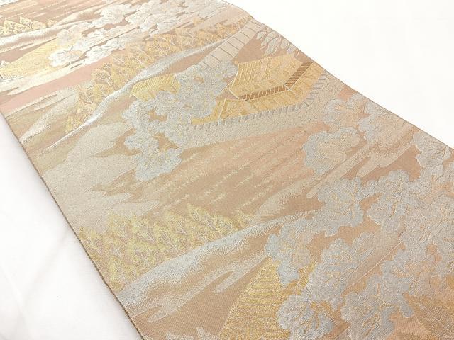 平和屋着物◎六通柄袋帯 風景文 金銀糸 正絹 逸品 CAAY3990xi
