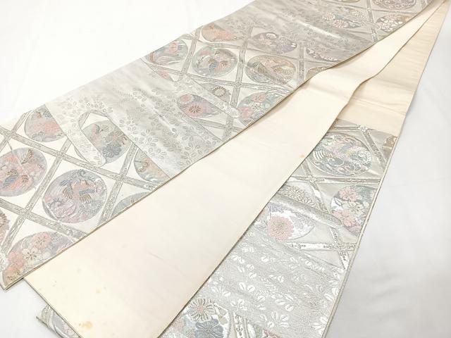平和屋着物◎六通柄袋帯　唐織　天井花鳥丸文　金銀糸　正絹　逸品　CAAY3993xi