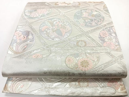 平和屋着物◎六通柄袋帯　唐織　天井花鳥丸文　金銀糸　正絹　逸品　CAAY3993xi