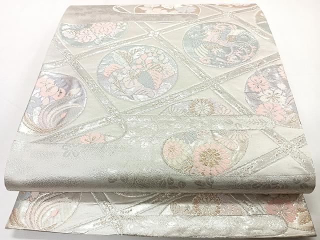 平和屋着物◎六通柄袋帯　唐織　天井花鳥丸文　金銀糸　正絹　逸品　CAAY3993xi