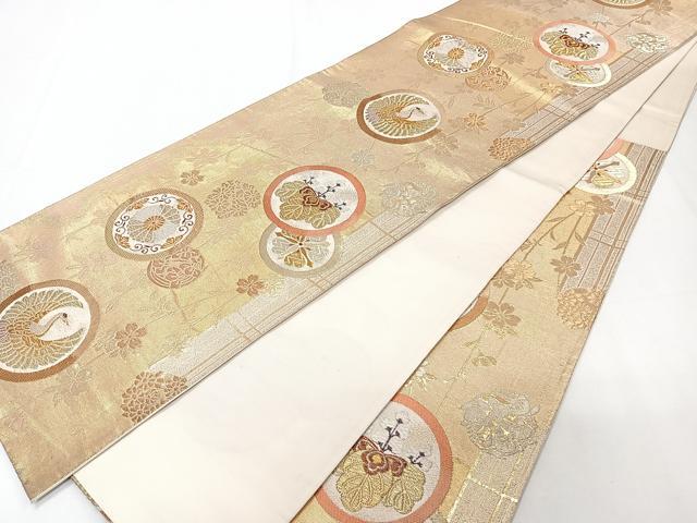 平和屋着物◎六通柄袋帯　飛鶴花丸文　金糸　正絹　逸品　CAAY3994xi