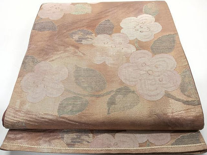 平和屋着物◎六通柄袋帯　枝花文　金糸　正絹　逸品　CAAY3996xi