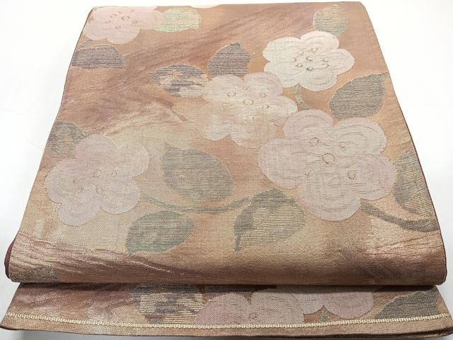 平和屋着物◎六通柄袋帯　枝花文　金糸　正絹　逸品　CAAY3996xi