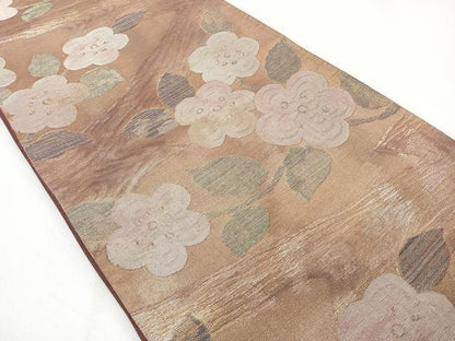 平和屋着物◎六通柄袋帯　枝花文　金糸　正絹　逸品　CAAY3996xi