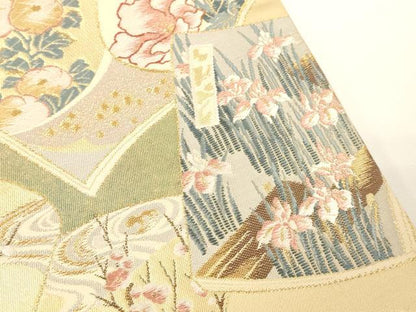 平和屋着物▼六通柄袋帯　唐織　桃山古典書文　金銀糸　正絹　逸品　CAAY4118ak
