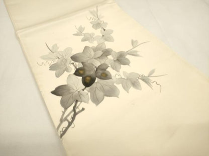 平和屋着物▼太鼓柄袋帯　手描き　蔦の葉文　金彩　正絹　逸品　CAAY4355ak