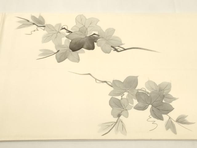 平和屋着物▼太鼓柄袋帯　手描き　蔦の葉文　金彩　正絹　逸品　CAAY4355ak