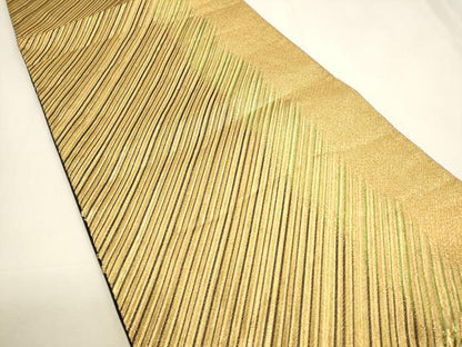 平和屋着物▼両面　六通柄袋帯　斜線文　斜線花間道　金糸　正絹　逸品　CAAY4364ak