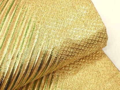 平和屋着物▼両面　六通柄袋帯　斜線文　斜線花間道　金糸　正絹　逸品　CAAY4364ak