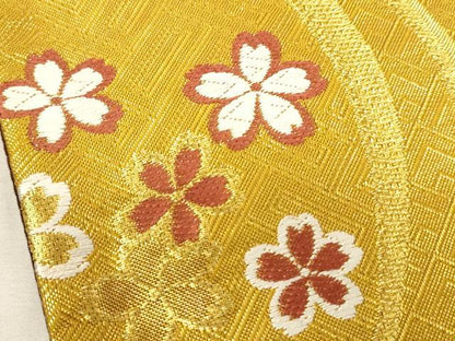 平和屋着物▼六通柄袋帯　唐織　立涌花文　金糸　やまと誂製　正絹　逸品　CAAY4373ak