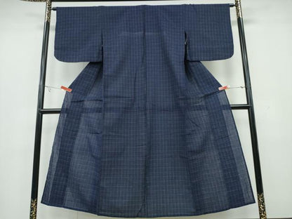 平和屋着物∴夏物　阿波しじら織　浴衣　格子柄　綿　逸品　CAAY4403ng