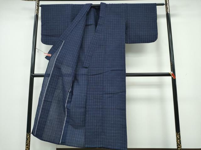 平和屋着物∴夏物　阿波しじら織　浴衣　格子柄　綿　逸品　CAAY4403ng