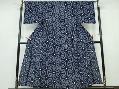 平和屋着物∴夏物 浴衣 有松鳴海絞り 麻の葉文様 綿 逸品 CAAY4407ng