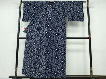 平和屋着物∴夏物 浴衣 有松鳴海絞り 麻の葉文様 綿 逸品 CAAY4407ng