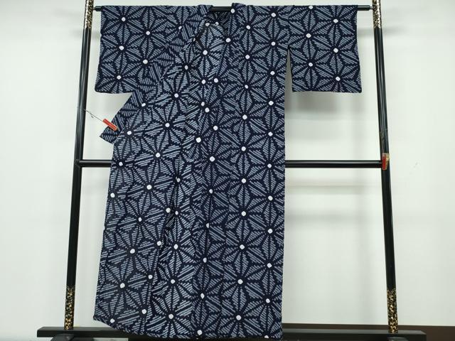 平和屋着物∴夏物 浴衣 有松鳴海絞り 麻の葉文様 綿 逸品 CAAY4407ng