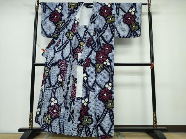 平和屋着物∴夏物 浴衣 有松鳴海絞り 草花文 綿 逸品 CAAY4412ng