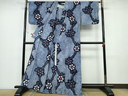 平和屋着物∴夏物 浴衣 有松鳴海絞り 枝花文 綿 逸品 CAAY4415ng