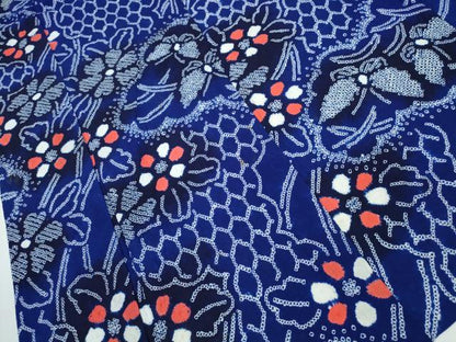 平和屋着物∴夏物 浴衣 有松鳴海絞り 亀甲舞蝶花文 綿 逸品 CAAY4416ng