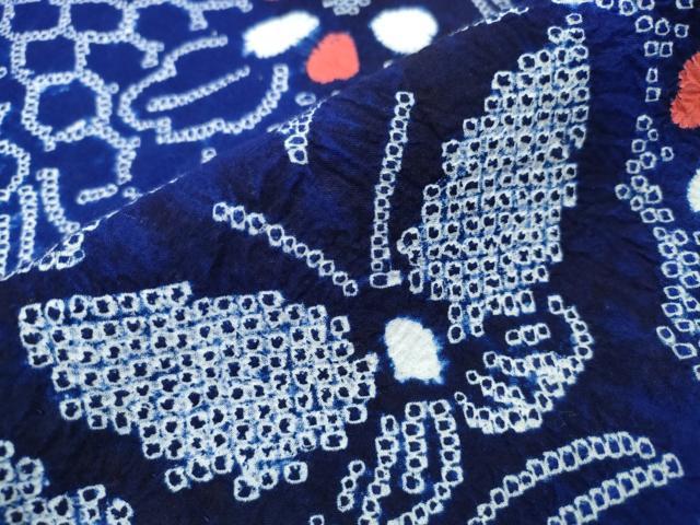平和屋着物∴夏物 浴衣 有松鳴海絞り 亀甲舞蝶花文 綿 逸品 CAAY4416ng