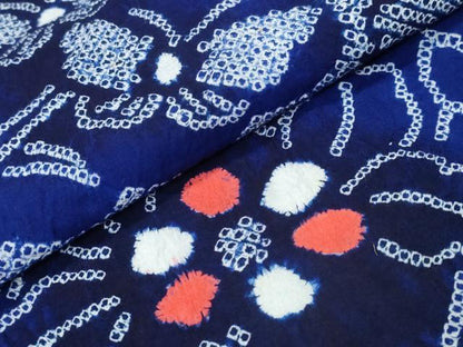 平和屋着物∴夏物 浴衣 有松鳴海絞り 亀甲舞蝶花文 綿 逸品 CAAY4416ng