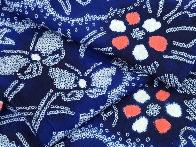 平和屋着物∴夏物 浴衣 有松鳴海絞り 亀甲舞蝶花文 綿 逸品 CAAY4416ng