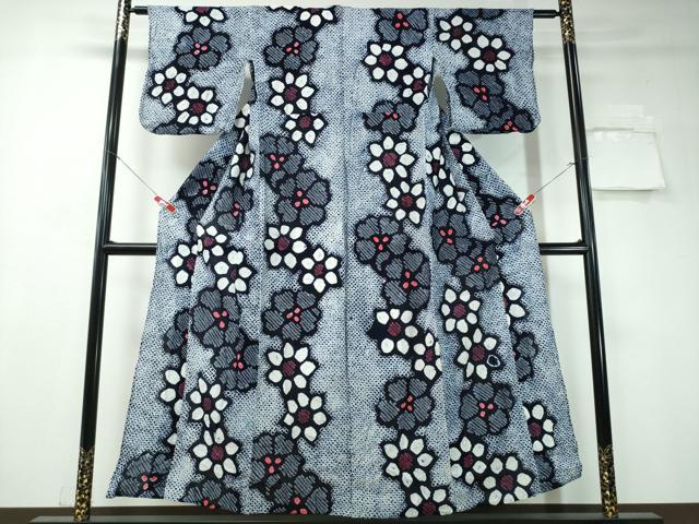 平和屋着物∴夏物 浴衣 有松鳴海絞り 舞花文 綿 逸品 CAAY4418ng