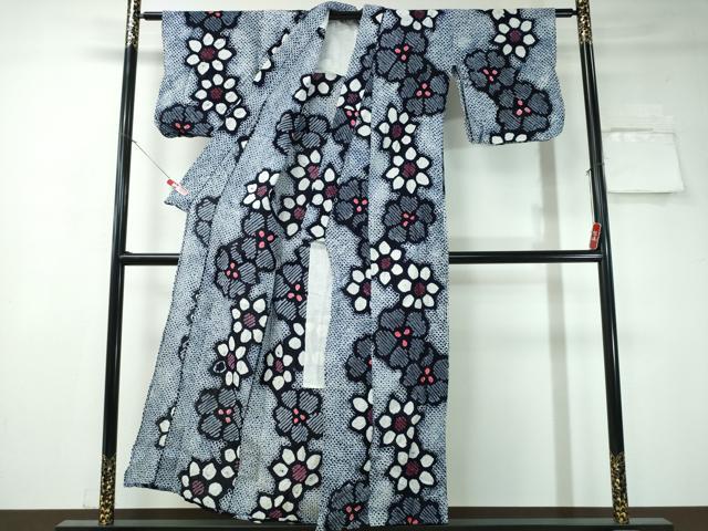 平和屋着物∴夏物 浴衣 有松鳴海絞り 舞花文 綿 逸品 CAAY4418ng