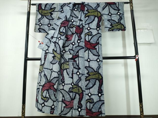 平和屋着物∴夏物 浴衣 有松鳴海絞り 孔雀文 綿 逸品 CAAY4419ng