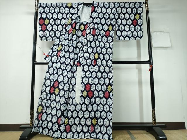 平和屋着物∴夏物　浴衣　有松鳴海絞り　亀甲吉祥文　綿　逸品　未使用　CAAY4421ng